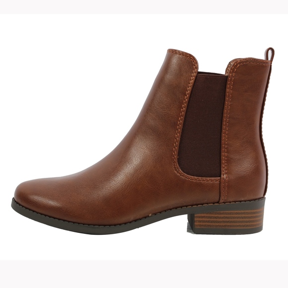 Shoes - Lt Brown faux leather Chelsea Dress Short Boot